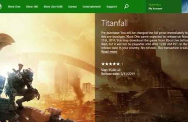Pre-purchase and pre-loading of Titanfall (now denied) for Xbox One – UPDATE: You can’t