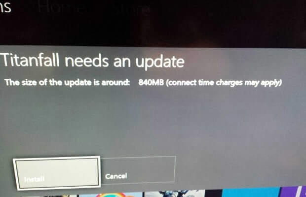 Titanfall day one update will be 840MB on Xbox One (applies to physical copies only)